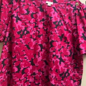 Talbots Fuchsia and Black Floral Blouse